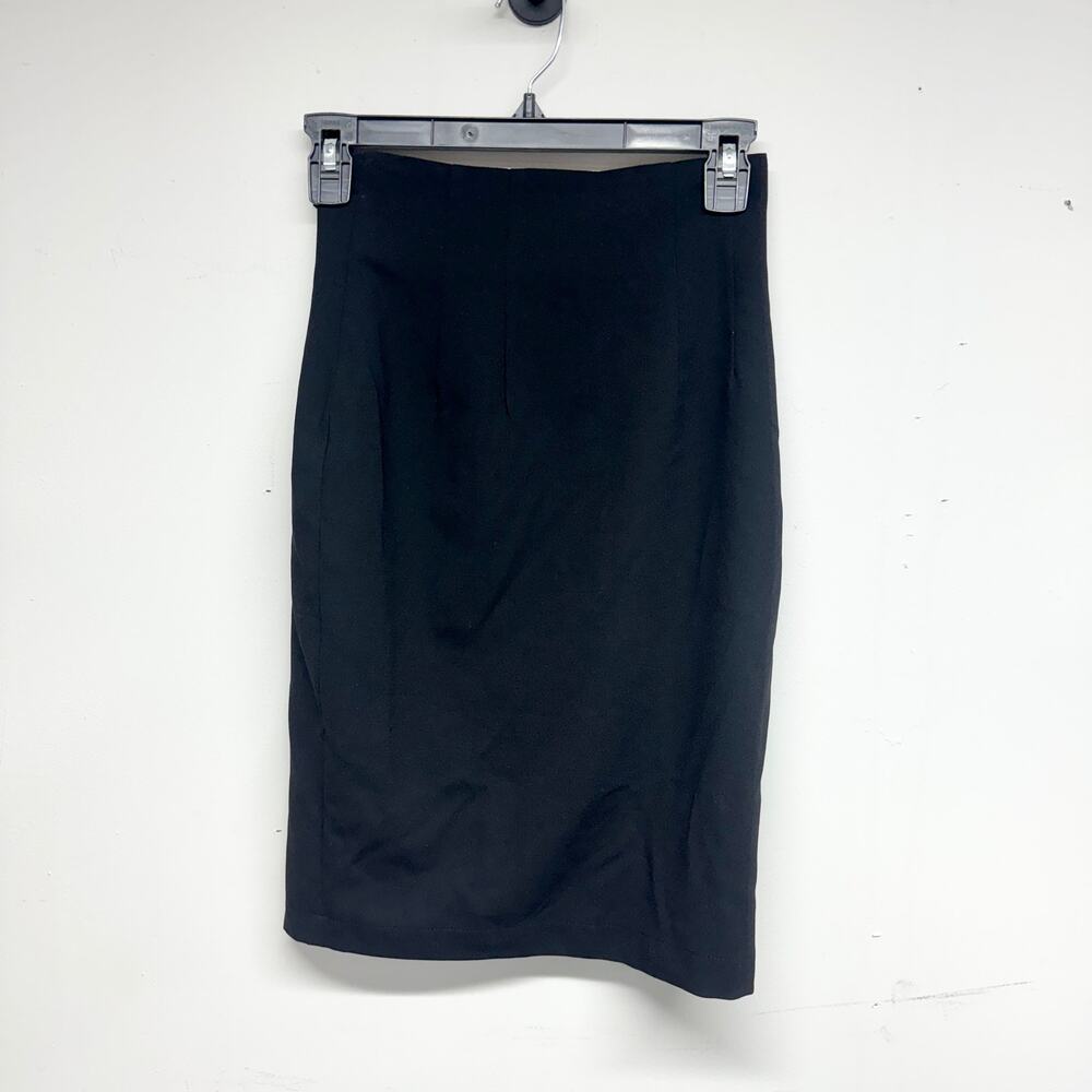 AMELIE Women Black Midi Zippered Back High Waisted Pencil Skirt Size‎ Small NWT